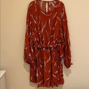 Rustic orange abstract print dress